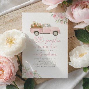 Pink Truck Kleine Pumpkin Girl Babydusche Einladung