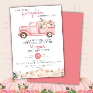 Pink Truck Little Pumpkin Birthday Party Einladung