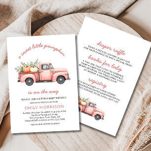 Pink Truck Sweet Little Pumpkin Girl Babydusche Einladung