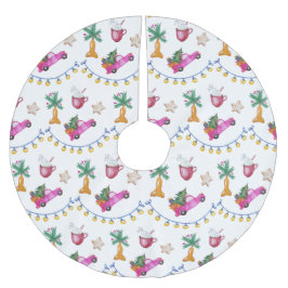Pink Trunk Hot Cocoa Illustration Polyester Weihnachtsbaumdecke