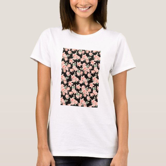 Pink Tuberose Blume auf Kaffeebarsch Hintergrund T-Shirt (Vorderseite)