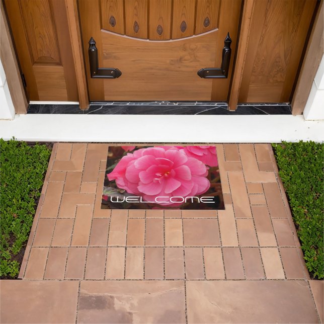 Pink Tubery Begonia Floral Willkommen Fußmatte (Außenbereich)