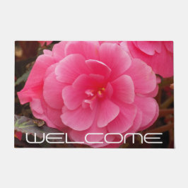 Pink Tubery Begonia Floral Willkommen Fußmatte