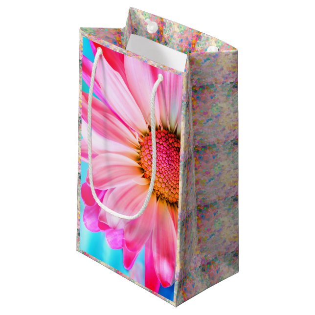 Pink-Tuch und Polka-Dot-Geschenktasche Kleine Geschenktüte (Vorderseite Schrägansicht)