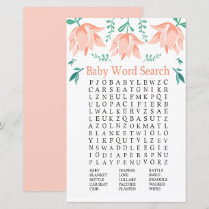 Pink Tulip Baby Dusche Word Search Game