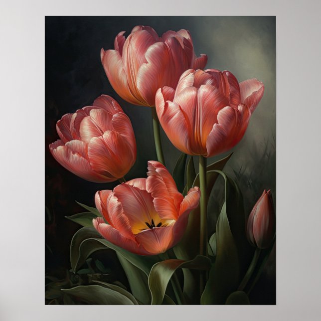 Pink Tulip Blume Art Print Poster (Vorne)