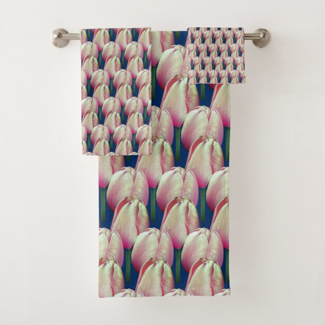Pink Tulip Blume Badhandtuch Set (Insitu)