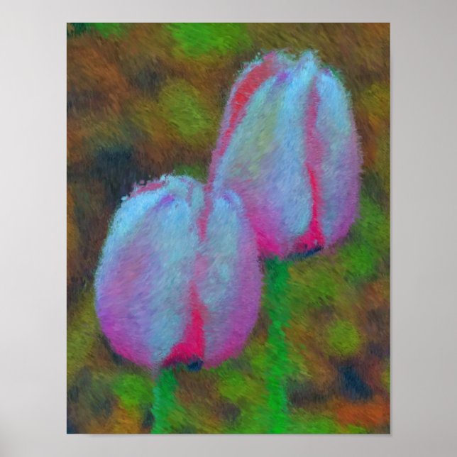 Pink Tulip Blume Impressionist Malerei Poster (Vorne)