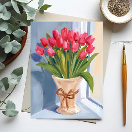 Pink Tulip Bouquet Wasserfarben Postkarte