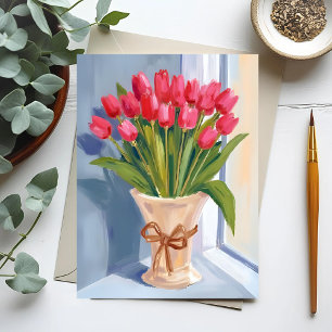 Pink Tulip Bouquet Wasserfarben Postkarte