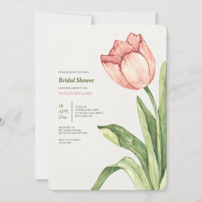 Pink Tulip Bridal Dusche Einladung (Vorderseite)