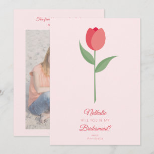 Pink Tulip Bridesmaid Foto Friends Vorschlag Card Einladung