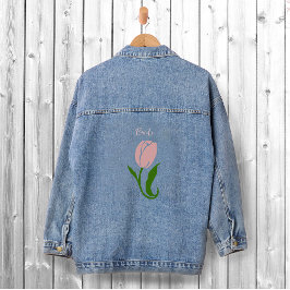 Pink Tulip Floral Jeansjacke