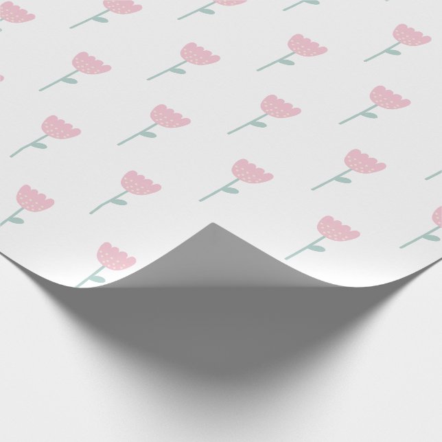 Pink Tulip Floral Minimalistisch einfach Geschenkpapier (Ecke)