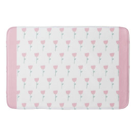Pink Tulip Floral Minimalistisch Einfach Girl Nied Badematte
