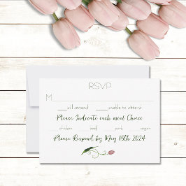 Pink Tulip Floral RSVP Karte