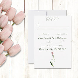 Pink Tulip Floral RSVP Karte