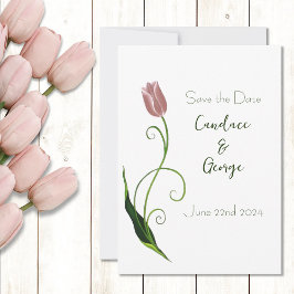 Pink Tulip Floral Save The Date