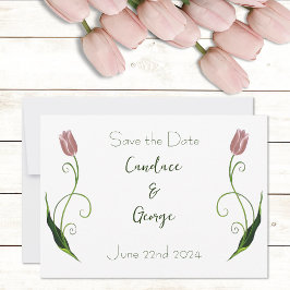 Pink Tulip Floral Save The Date
