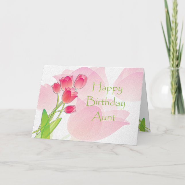 Pink Tulip Geburtstagskarte für Tante Karte (Vorderseite)
