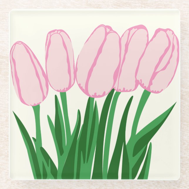 Pink Tulip Glass Untersetzer (Vorderseite)