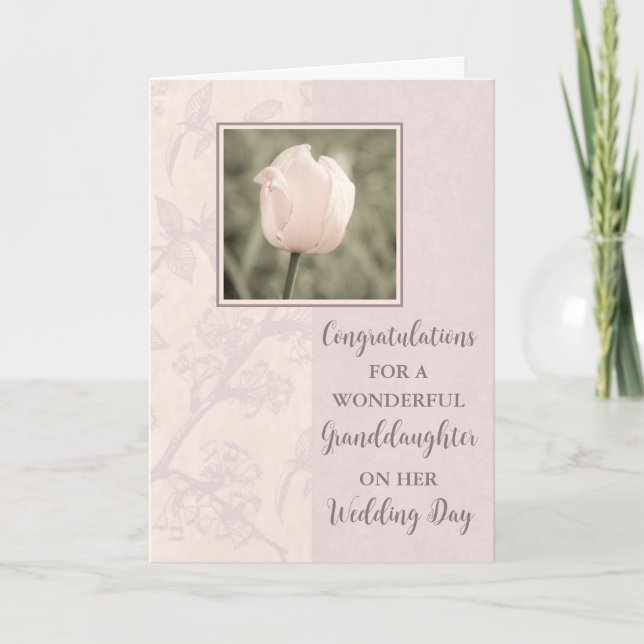 Pink Tulip Grandtochter Hochzeitsgratulation Karte (Vorderseite)