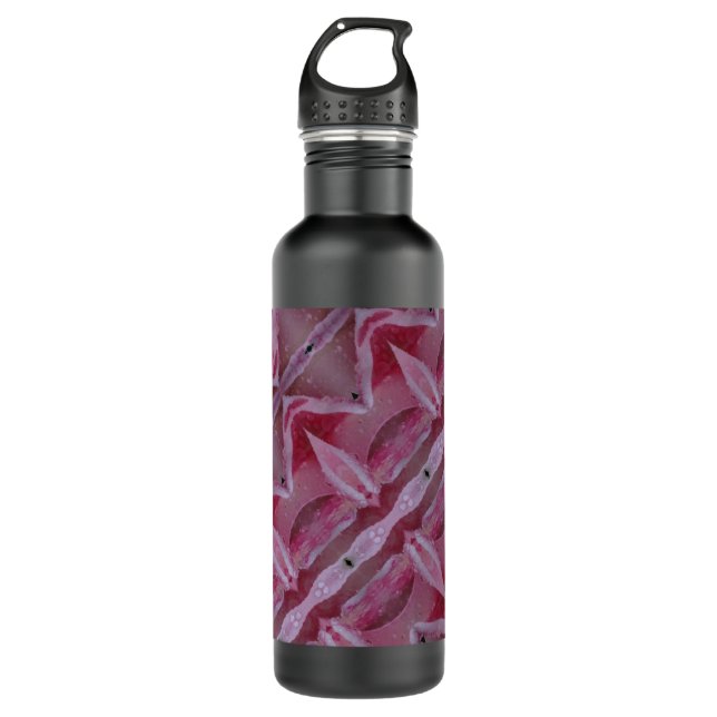 Pink Tulip Ikat wie auch angelogen Edelstahlflasche (Vorderseite)