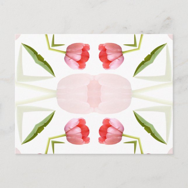 Pink Tulip Kaleidoskop Muster Postkarte (Vorderseite)