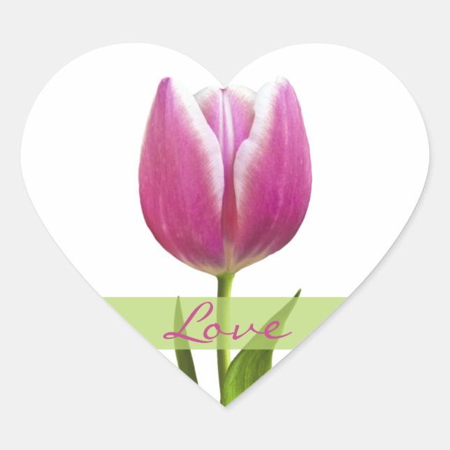 Pink Tulip Liebe Herz Hochzeit Umschlag Aufkleber (Vorderseite)