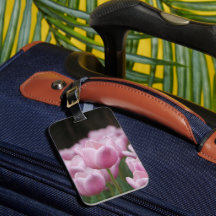 Pink tulip luggage tag