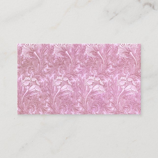 Pink Tulip Muster von William Morris Visitenkarte (Vorderseite)
