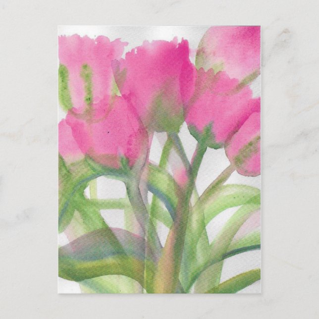 Pink Tulip Postcard Postkarte (Vorderseite)
