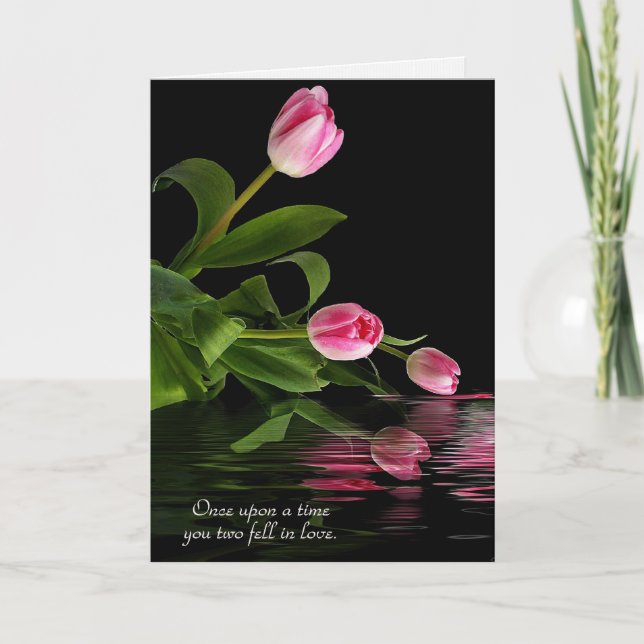 Pink Tulip reflection in water annivesary Karte (Vorderseite)