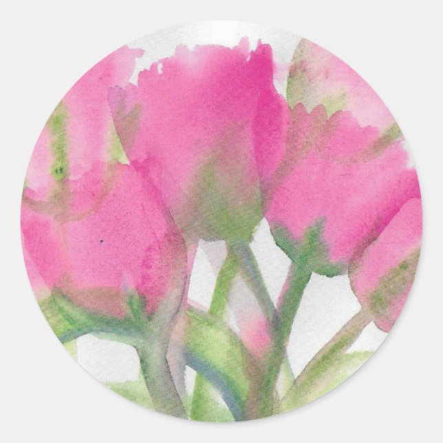 Pink Tulip Runder Aufkleber (Vorderseite)