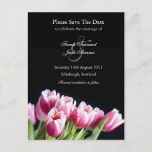 Pink Tulip Save the Date Postkarte