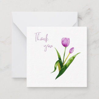 Pink Tulip Thank You Flat Notecard  Mitteilungskarte
