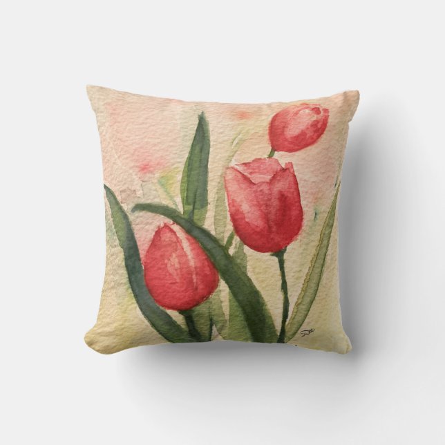 Pink Tulip Throw Kissen 16 Zoll x 16 Zoll (Vorderseite)