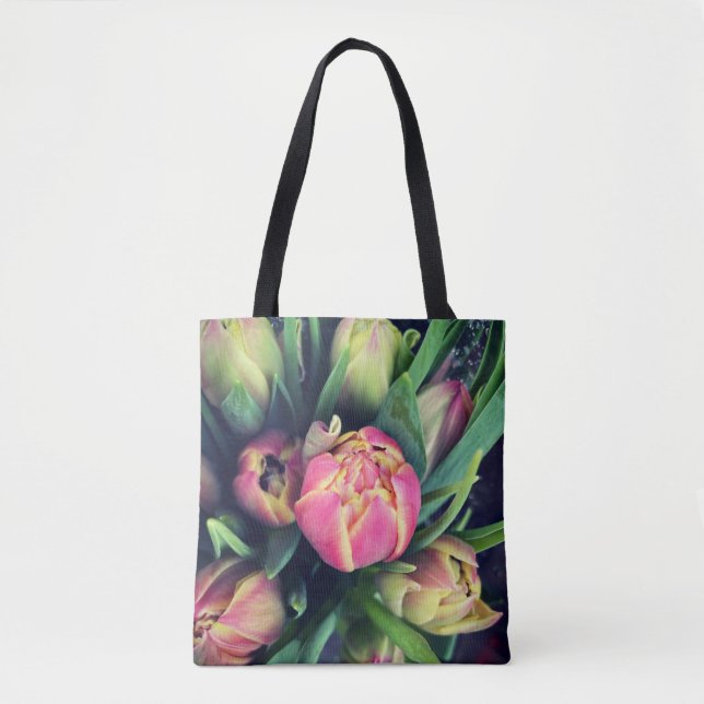 Pink Tulip Tote Bag Tasche (Vorderseite)