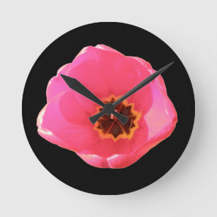 Pink Tulip Wall Clock Runde Wanduhr