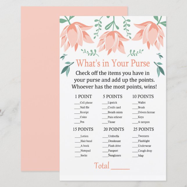Pink Tulip Was ist in deinem Geldbörsenspiel? (Vorne/Hinten)