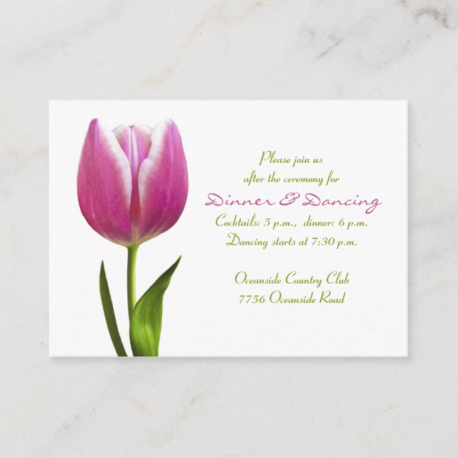 Pink Tulip Wedding Reception Card Begleitkarte (Vorderseite)