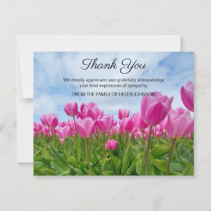 Pink Tulips Beerdigung Danke Note Card