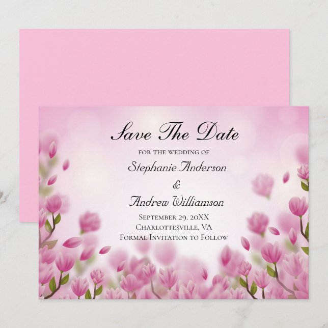 Pink Tulips Blume Blumenzehen Save The Date (Vorne/Hinten)