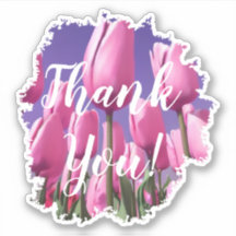 Pink Tulips Danke Aufkleber
