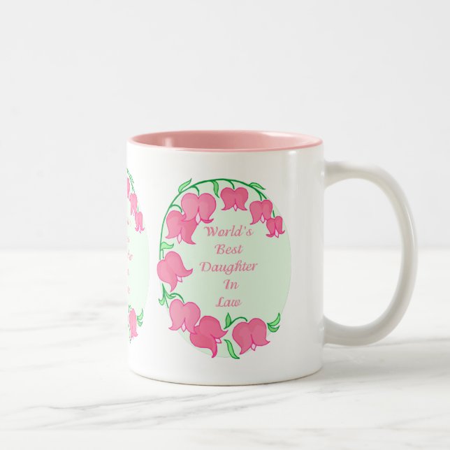 Pink Tulips Daughter im Jura Zweifarbige Tasse (Rechts)