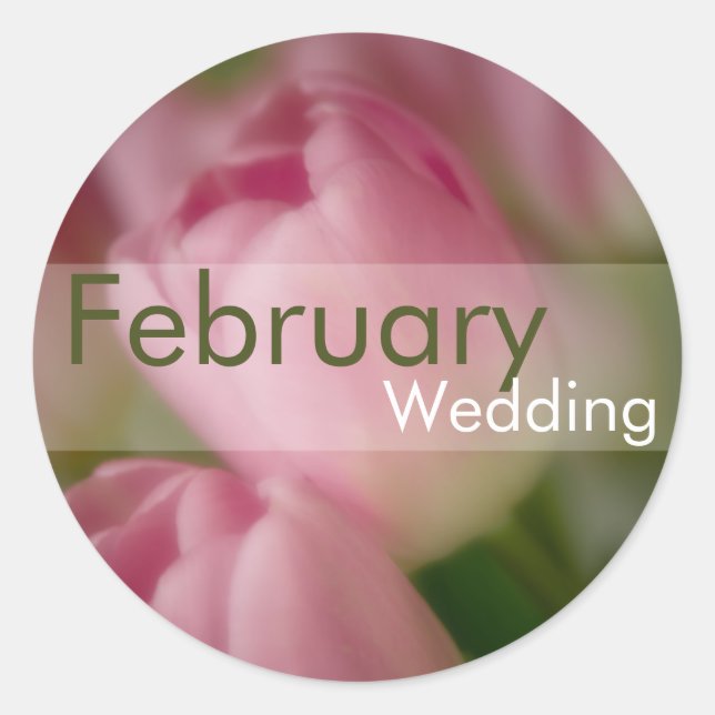 Pink Tulips ・ Februar-Hochzeitsticker Runder Aufkleber (Vorderseite)