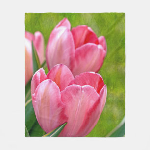 Pink Tulips Fleecedecke