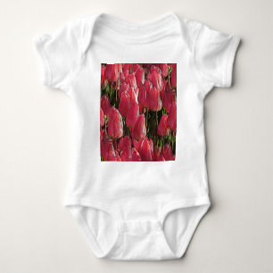 Pink Tulips Floral Baby Strampler