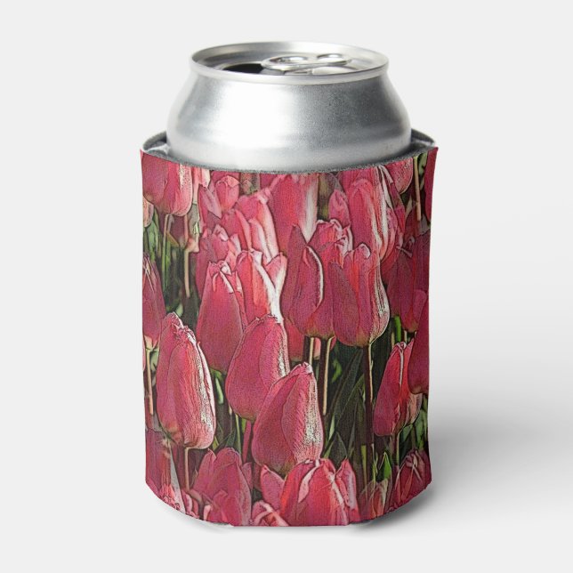 Pink Tulips Floral Dosenkühler (Kanne Vorderseite)