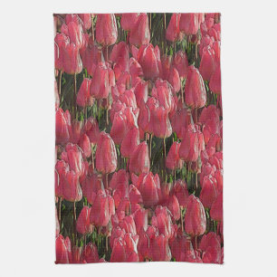 Pink Tulips Floral Geschirrtuch